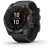 Garmin fenix 7X Pro Solar, Slate Gray Stainless Steel, Black Band