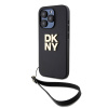 Zadný kryt DKNY PU Leather Stack Logo Wrist Strap pre iPhone 15 Pro Black