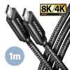 AXAGON BUCM432-CM10AB NewGEN+ kábel USB-C USB-C, 1m, USB4 Gen 3×2, PD 100W 5A, 8K HD, ALU, oplet (BUCM432-CM10AB)