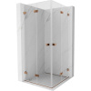 Mexen Lunar-F Duo, skladací sprchový kút 75 x 75 cm, 8mm číre sklo, profil ružové zlato, 836-075L-075P-60-00