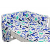 Baby Nellys 3-dílná sada mantinel s povlečením - Dinosaurus modrý - 135x100