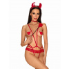 Diabolské body Evilia teddy - Obsessive L/XL červená