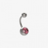Piranha Oceľový piercing banánik s ružovým kryštálom 1,6 x 12mm - 10ks