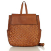 MARCO MAZZINI Dámsky pletený kožený batoh s vreckami formátu A4 | camel v256b