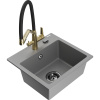 Mexen Milo granitový kuchynský drez 1-komorový s kuchynskou batériou Duo, sivý - 6505-71-671701-57-B