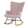 Eoshop Křeslo houpací, potah růžová látka, dřevěné nohy, masiv kaučukovník AK-371 PINK2
