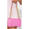 Prešívaná crossbody kabelka v ružovej farbe s akrylovou retiazkou #Veľkosť Univerzálna Farba Ružová