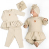 Baby Nellys Luxusná bavlnená sada, 3D, NATURE - béžová, 62 (2-3m)