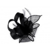 Fascinátor / brož květ s peřím Varianta: 5 černá, Balení: 1 ks