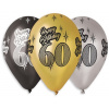 SMART BALLOONS Nafukovacie balóniky, 30 cm, Happy Birthday „60“, mix farieb, 5 ks 8595681501172