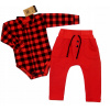 Detský komplet - Detská sada MRFI 62 čierna, červená 2 ks. (Set Mrofi Tričko-Body+Trousers Polish ! R.62)