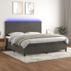 vidaXL Posteľ boxsping s matracom a LED tmavosivá 200x200 cm zamat - Sivá - 177250-111409