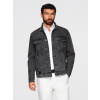 Ombre Men's denim jacket katana with washem - black čierna | biela S Ombre 5907064505319