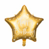 Balón PartyDeco - Hviezda Happy Birthday (zlatý) 40cm