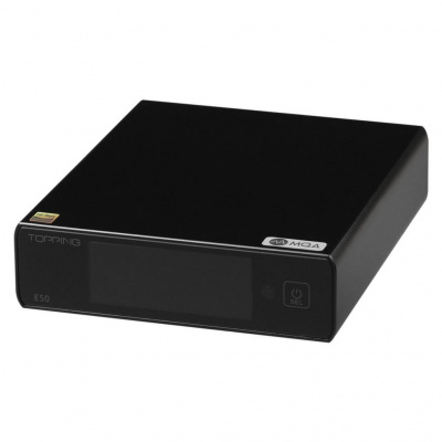 Topping E50 Čierna (Kvalitný stolný D / A prevodník s USB vstupom. Výstupy Line Out RCA & Balanced TRS / ES9068AS / MQA / PCM do 768 kHz / 32 bit)