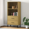 vidaXL Knižnica s 2 zásuvkami hnedá 60x35x128,5 cm masívne drevo OSLO - Hnedá - 97786-60021