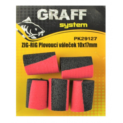 Graff Zig-Rig Plávajúci valček 10x17mm Čierna/Červená 5ks