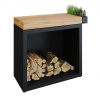 OFYR Butcher Block Storage 90 Black Teak Wood oceľ čierna, teakové drevo