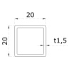 DOPREDAJ profil 20 x 20 x 1,5 x 1000 mm, brúsená AISI 304