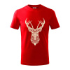 Jeleň kresba - Tričko detské bavlnené - 104-110cm / 3-4 roky ( Červená )