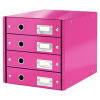 Zásuvkový box Leitz Click & Store 4 zásuvky ružový, AKCIA