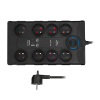 Solight přepěťová ochrana, 8z, USB A+CA, 2m, černá