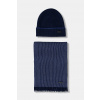 Čiapka a šál s prímesou vlny BOSS Hernesto_SET 50548858 tmavomodrá ONE SIZE