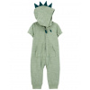 CARTERS CARTER'S Overal na zips bez nožičiek kr. rukáv Green Dino chlapec NB