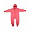 Overal z merino vlny a bavlny s kapucňou farba červená Cosilana bez prehrnutia Veľkosť: 98/104