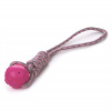Bavlnené preťahovadlo s TPR loptou z termoplastickej gumy - ružová