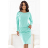 189-12 Mikinové šaty s dlhými rukávmi a vreckami - pohodlný strih s výrezom na chrbte - MINT S