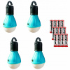 4 X TURISTICKÁ LAMPA + BATÉRIE, SADA TURISTICKÝCH SVETIEL S BATÉRIAMI, STAN