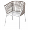 Záhradná stolička - Ikea Segeronova stolička s lakťkami biela/béžová (Ikea Segeronova stolička s lakťkami biela/béžová)