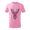 Jeleň kresba - Tričko detské bavlnené - 158 cm/12 rokov ( Ružová )