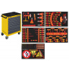 Dílenský vozík BT700 (žlutý) 7 zásuvek + nářadí 5 modulů VDE 1000V 72ks COMPLETO EVA B