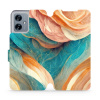 Flipové pouzdro Mobiwear - Motorola Moto G54 5G / Moto G54 5G Power Edition - VP36S Azurový a oranžový mramor (Knížkové flip pouzdro, obal, kryt na mobil Motorola Moto G54 5G / Moto G54 5G Power Editi