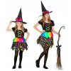KOSTÝM DÚHOVÉ ŠATY ČARODEJNICA HALLOWEEN 140