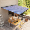 VidaXL Automatická kazetová markíza, 350x250 cm, modro-biela