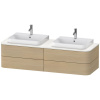DURAVIT Happy D.2 Plus závesná skrinka pod dve umývadlá pod dosku, 4 zásuvky, 1600 x 550 x 408 mm, dub Mediterrane, HP4964B7171