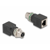 Delock M12 / RJ45 sieťový adaptér [1x zásuvka M12 - 1x RJ45 zásuvka] čierna; 60064