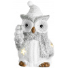Postavička MagicHome Vianoce, Sova so stromčekom, LED, terakota, 9x8x16 cm