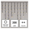 Vianočné osvetlenie EMOS 200 LED cencúle, 3,6 m, vonkajšie aj vnútorné, teplá biela, programy (D4CW01)