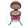 vidaXL 2 v 1 Kamado gril s udiarňou keramika 56 cm červený - Červená - 21226-162757