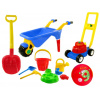 Súprava raj pre batoľatá 1405 (MEGA SET na piesok 12 ks Kosačka na trávu Wheelbarrow Shovel)