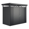 Plechový záhradný domček Biohort HighLine H1 dvojkrídlové dvere 254x134 cm tmavosivý metalický