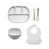 Malý Ježko Silikónový jedálenský set pre deti 5-dielny KLASIKA - Marble White