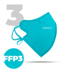 Nanolab 3 x Český bezpečný nano respirátor FFP3 modrý Možnosť: uni
