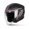 TXR Otvorená prilba na motorku City čierno-šedo-ružová XXL (Polykarbonátová škrupina; mikrometrická pracka; slnečná clona; kompatibilita s okuliarmi; priestor pre slúchadlá komunikátora; odnímateľný a