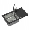 Kuchynská batéria - Čierny kuchynský drez s FUS 4313 batériou pevná (Kuchynská batéria - Čierny kuchynský drez s FUS 4313 batériou pevná)