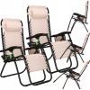 Springos 2x Lehátko Zero Gravity Garden Plážové ležadlo ecru kovové (2ks ZÁHRADNÉ STOLIČKY SET ZERO GRAVITY SET TURISTICKÉ SKLADACIE PLÁŽOVÉ STOLIČKY)